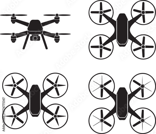 Modern Drone Silhouette

QuadCopter Flying Silhouette

Aerial Drone Vector Design

Remote Control Drone Illustration

Drone Photography Silhouette