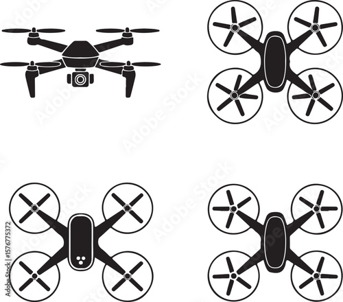 Modern Drone Silhouette

QuadCopter Flying Silhouette

Aerial Drone Vector Design

Remote Control Drone Illustration

Drone Photography Silhouette