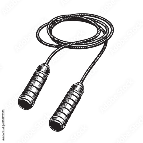 Vintage hand drawn illustration of a detailed jump rope for exercise and fitness