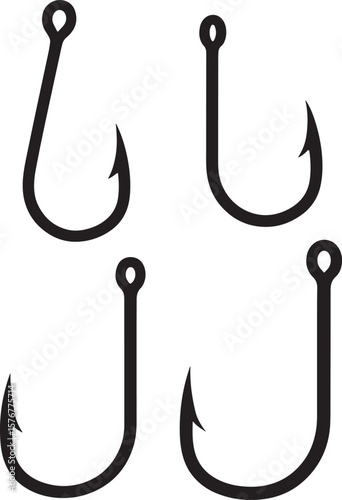Classic fishing hook silhouette for outdoor adventure and sport