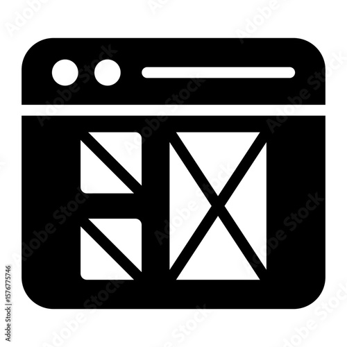 wireframe layout glyph icon for ux draft preview