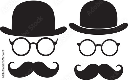 Elegant gentleman s profile silhouette portrait design