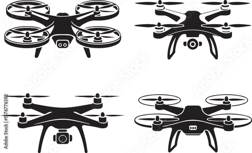 Modern Drone Silhouette

QuadCopter Flying Silhouette

Aerial Drone Vector Design

Remote Control Drone Illustration

Drone Photography Silhouette