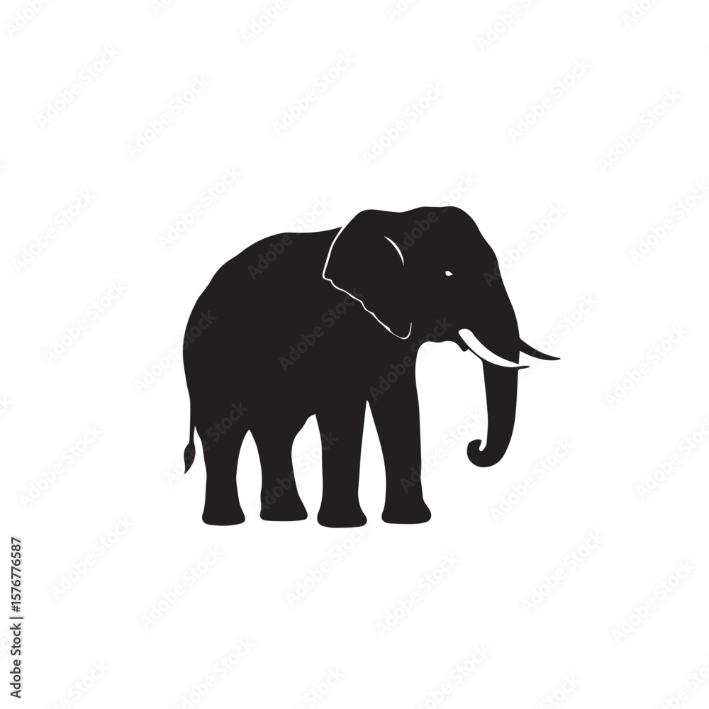 Fototapeta premium elephant silhouette vector and black elephant vector, animal, isolated, big, wild, large, walking, huge, heavy, safari, silhouette, standing