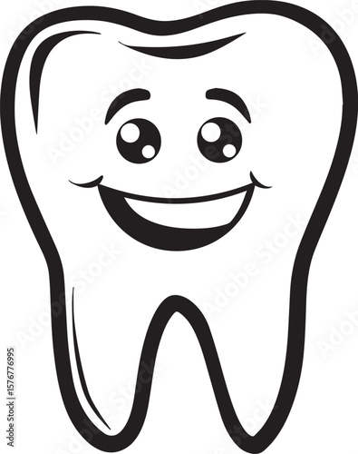 simple funny vector dentist clinic logo, white background icon black vector illustration