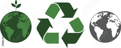 Recycle symbol and earth globe vector illustration for environmental sustainability and eco friendly concept vector
