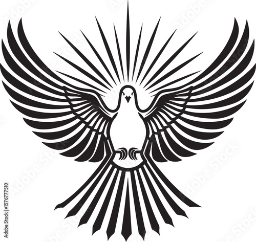 svg geometric logo of a Eagle flying , in white backgroun icon black vector illustration