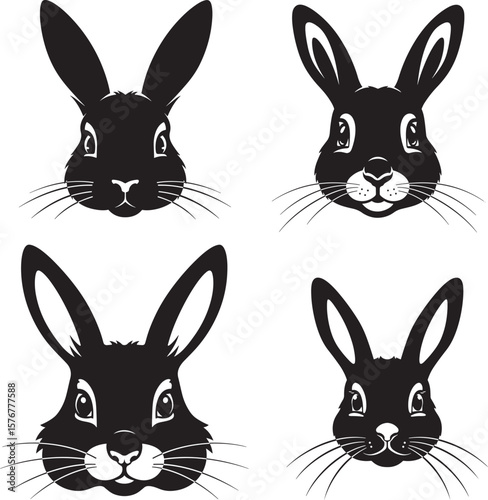 Simple rabbit face silhouette design for various applications