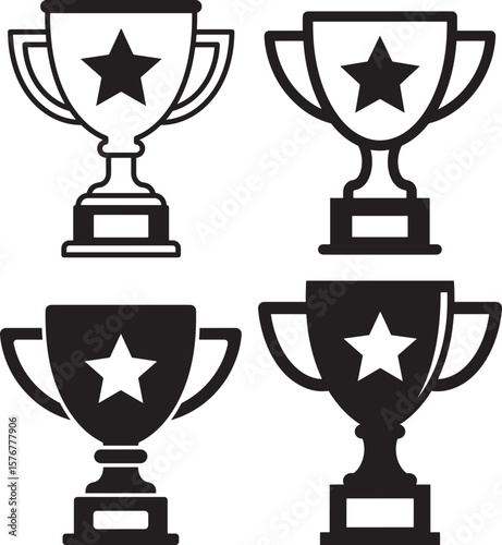 Graphic trophy with a star inside silhouette design