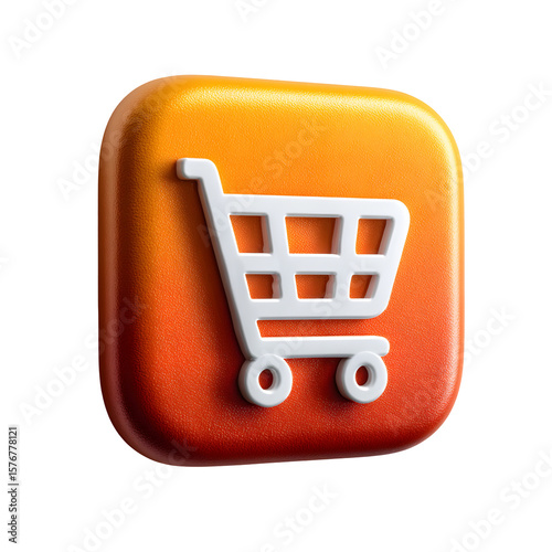 Orange shopping cart icon on black