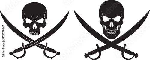 Skull with crossed sabers silhouette design