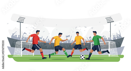 Soccer Game in Stadium Illustration