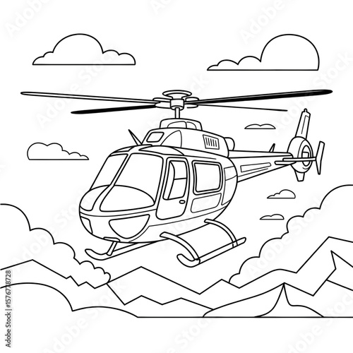 helicopter vector illustration coloring page