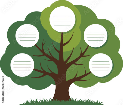 Tree diagram infographic template for presentations and family tree with text boxes vector design vector