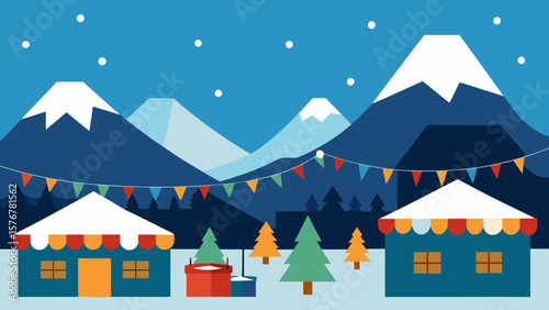 winter landscape with houses