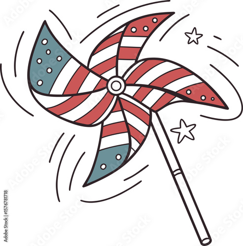 pinwheel with american flag illustration