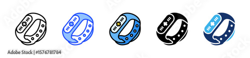Fitness Band Icon Collection With Multiple Styles