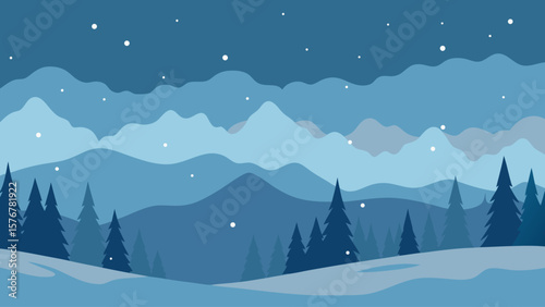 winter landscape with mountains