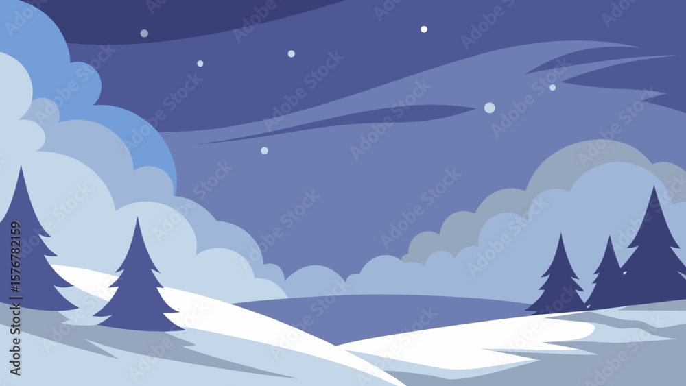 Fototapeta premium vector illustration of a winter landscape