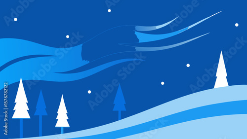 winter landscape with moon