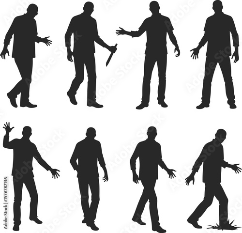 Collection of halloween zombie silhouettes