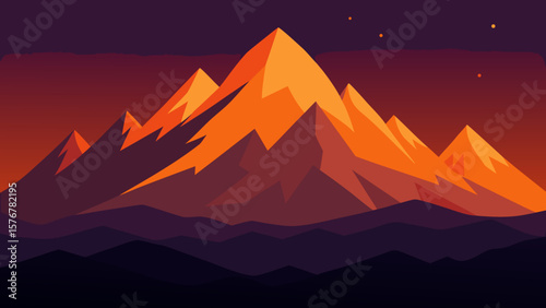Majestic Mountain Peaks at Sunset A Stunning Landscape Illustration
