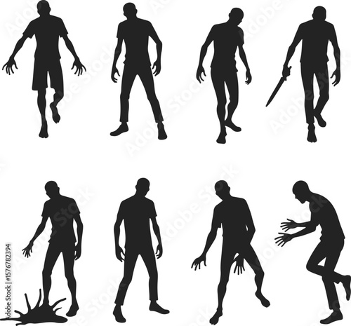 Collection of halloween zombie silhouettes