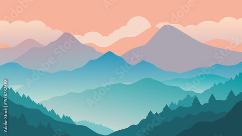 mountains in the fog