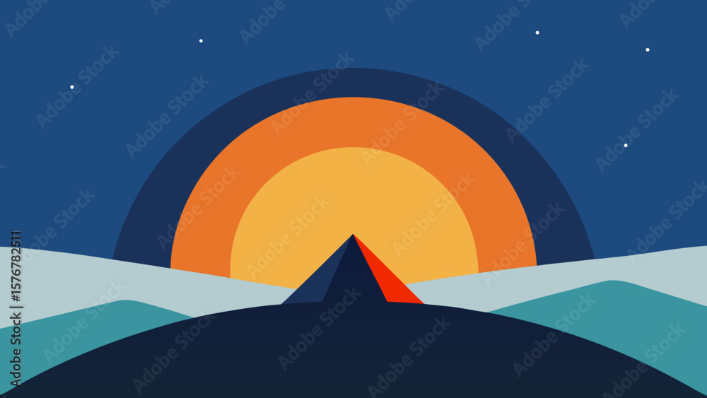 Obraz premium winter landscape with mountains and moon
