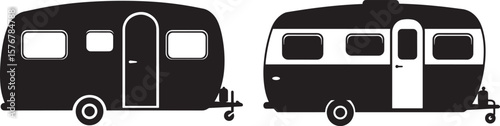 Vintage travel trailer silhouette for retro adventures