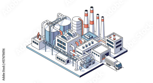 Modern industrial manufacturing facility with automated logistics and advanced production infrastructure