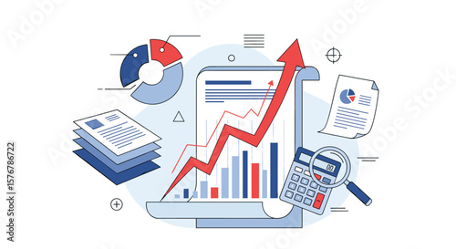 Visualizing financial growth opportunities and data analytics insights for strategic business development and planning
