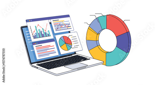 Visualizing financial data trends and performance metrics through interactive digital dashboards and analytical reports