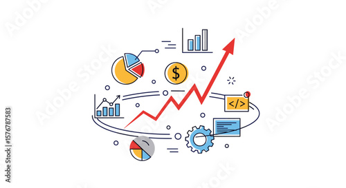 Analyzing business growth trends using financial charts data visualization and investment strategies for economic improvement