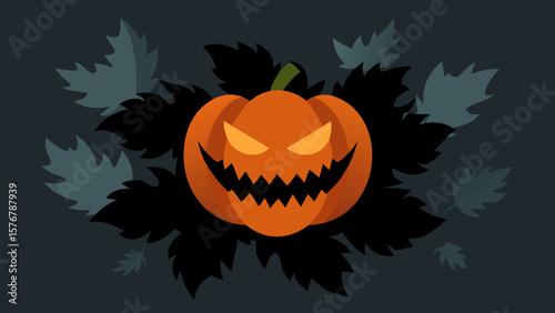 Frightful Halloween Pumpkin with Glowing Eyes and Scary Grin Spooky Autumn Design