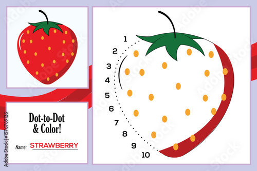Free vector dot to dot worksheet with Strawberry