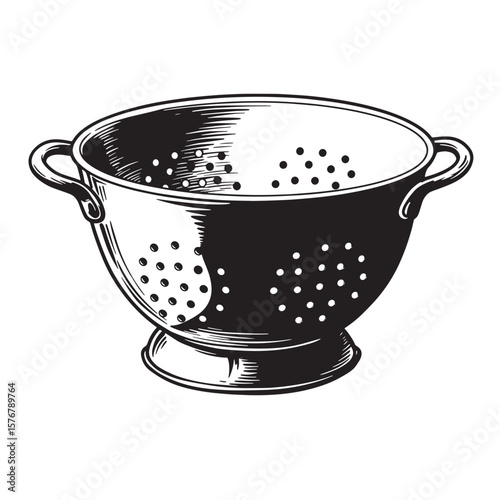 Black and white colander with handles kitchenware cooking
