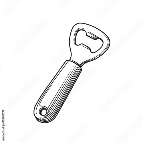 Black and white bottle opener drawing kitchen utensil bar tool