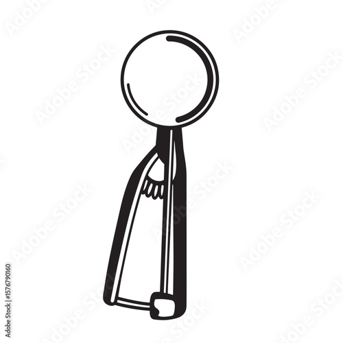 Black and white drawing of an ice cream scoop kitchen utensil serving tool