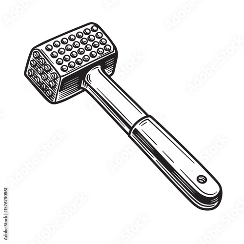 Black and white meat tenderizer tool kitchen utensil cooking tool