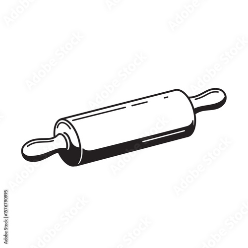 Black and white rolling pin with handles baking kitchen utensil