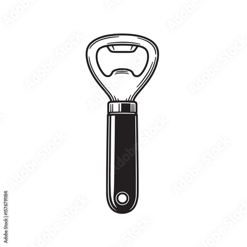 Black bottle opener with white background tool kitchenware