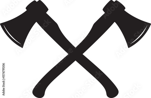 Two crossed axes in a bold silhouette design