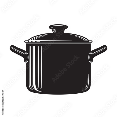 Black cooking pot with lid and handles kitchenware cookware