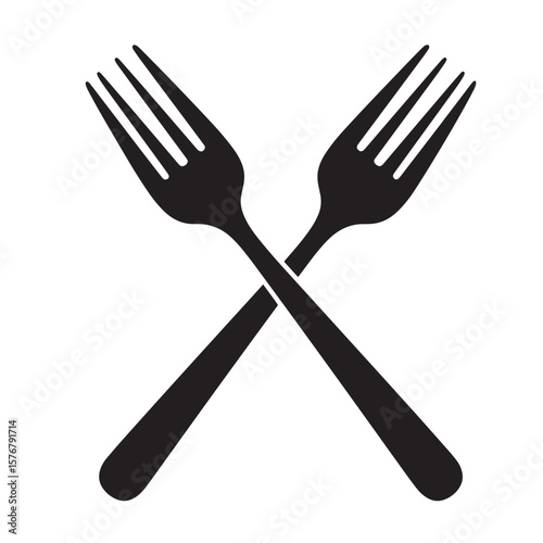 Black crossed forks graphic cutlery utensil