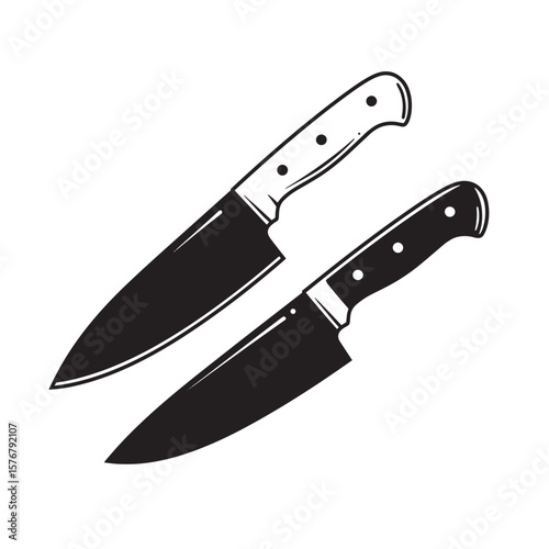 Black kitchen knives with white handles chef knives cooking