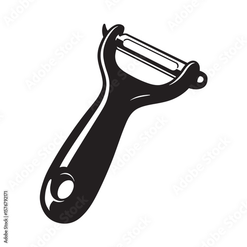 Black kitchen peeler with curved handle and sharp blade kitchen utensil vegetable peeler