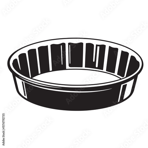 Black round baking dish with fluted edges white