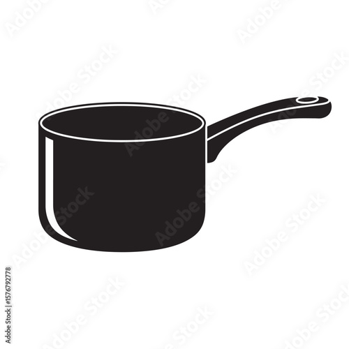 Black saucepan with handle cooking kitchenware