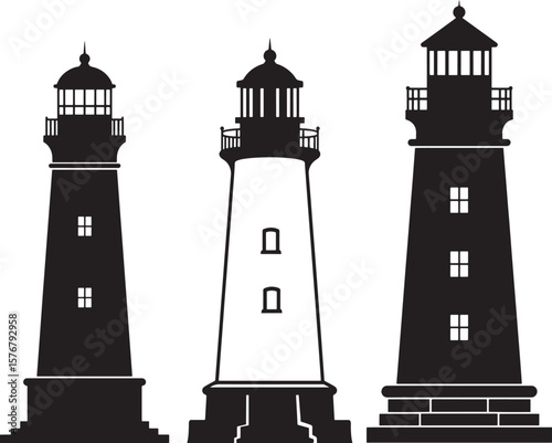 Iconic lighthouse standing tall against the sea silhouette